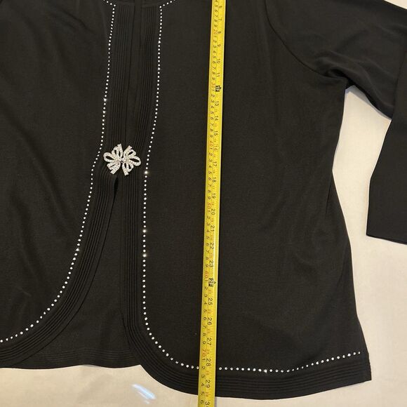 Exclusively Misook Black Cardigan Jeweled Formal Clasp Acrylic Solid - Size 3X - Picture 10 of 11